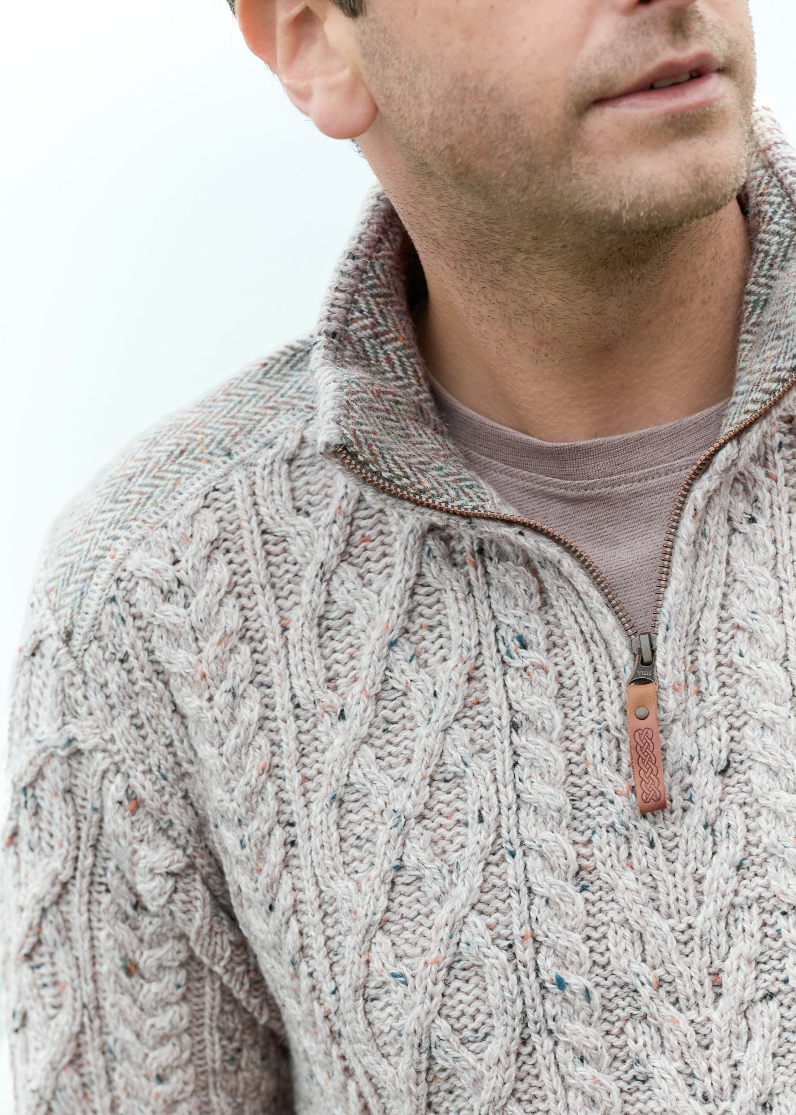 Aran Tweed 1/4 Zip Sweater