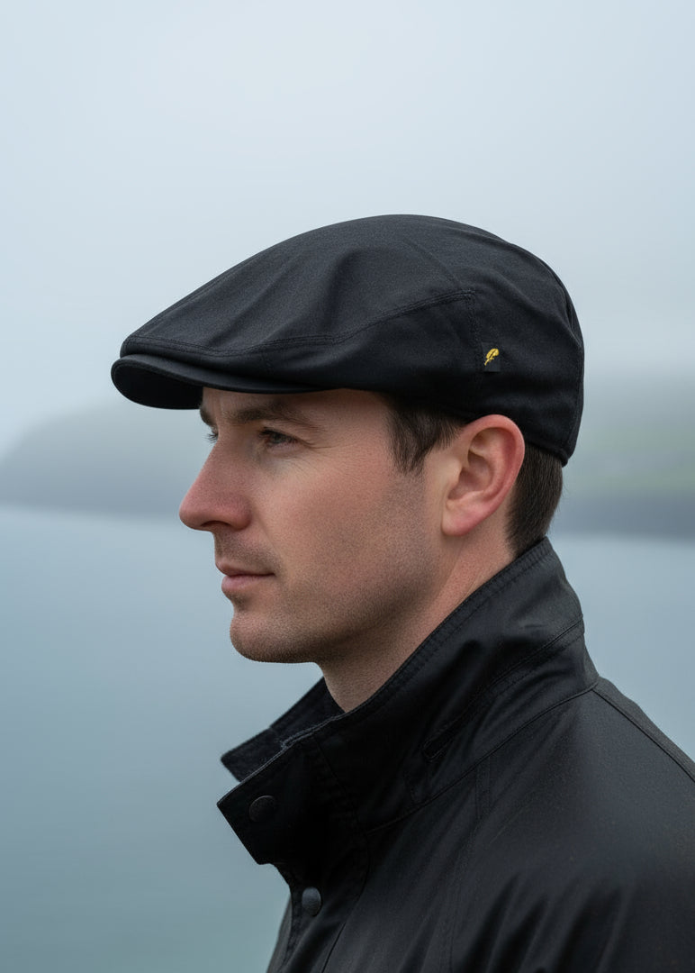 Black Wax Flat Cap
