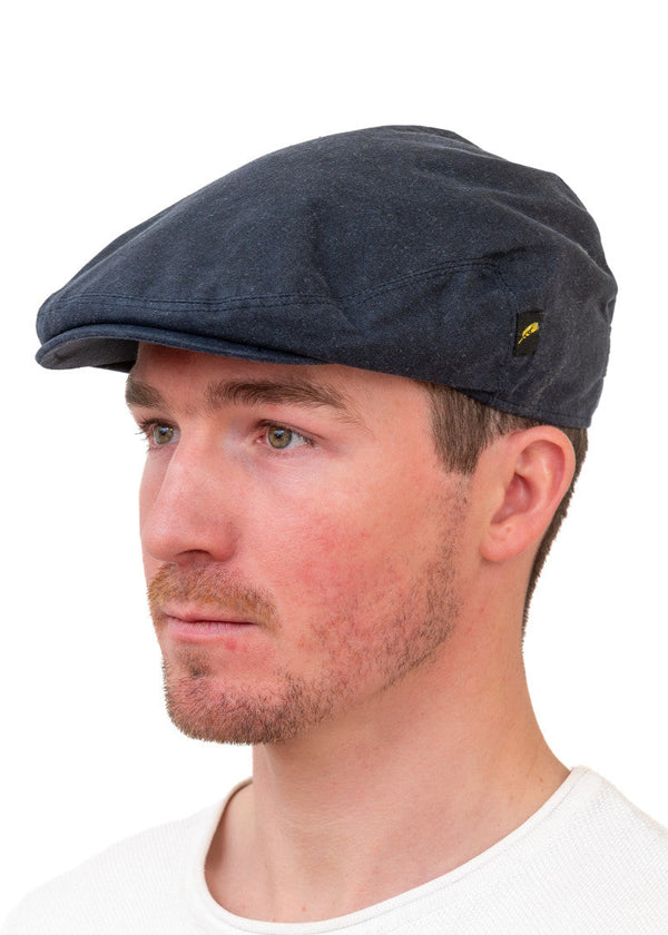 Navy Wax Flat Cap