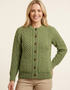 Aran Lumber Cardigan | Green Leaf | 100 % Merinowolle