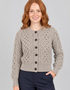 Ladies Merino Cropped Classic Aran Cardigan | Oatmeal