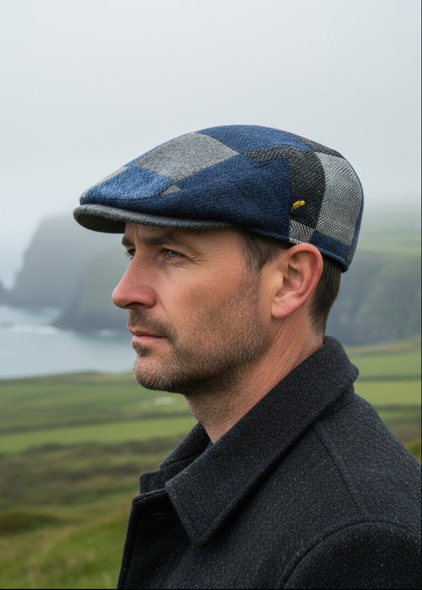 Donegal Tweed Flat Cap | Blue Patch