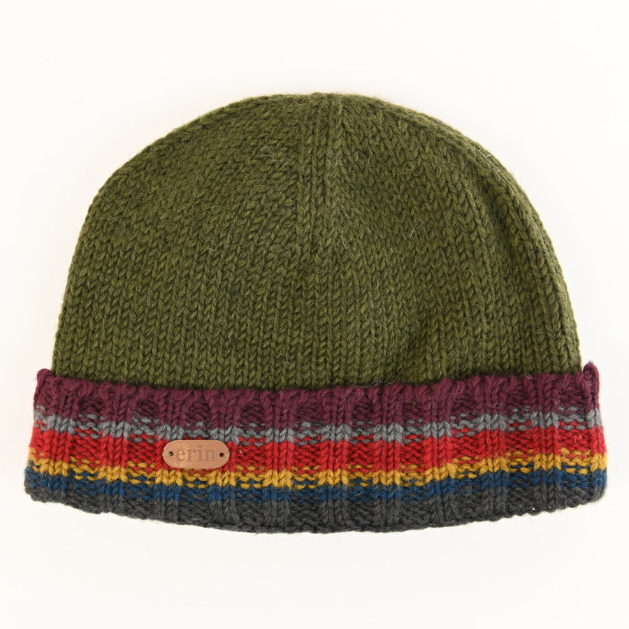 Erin Men's Rib Pullon Hat | Green Red