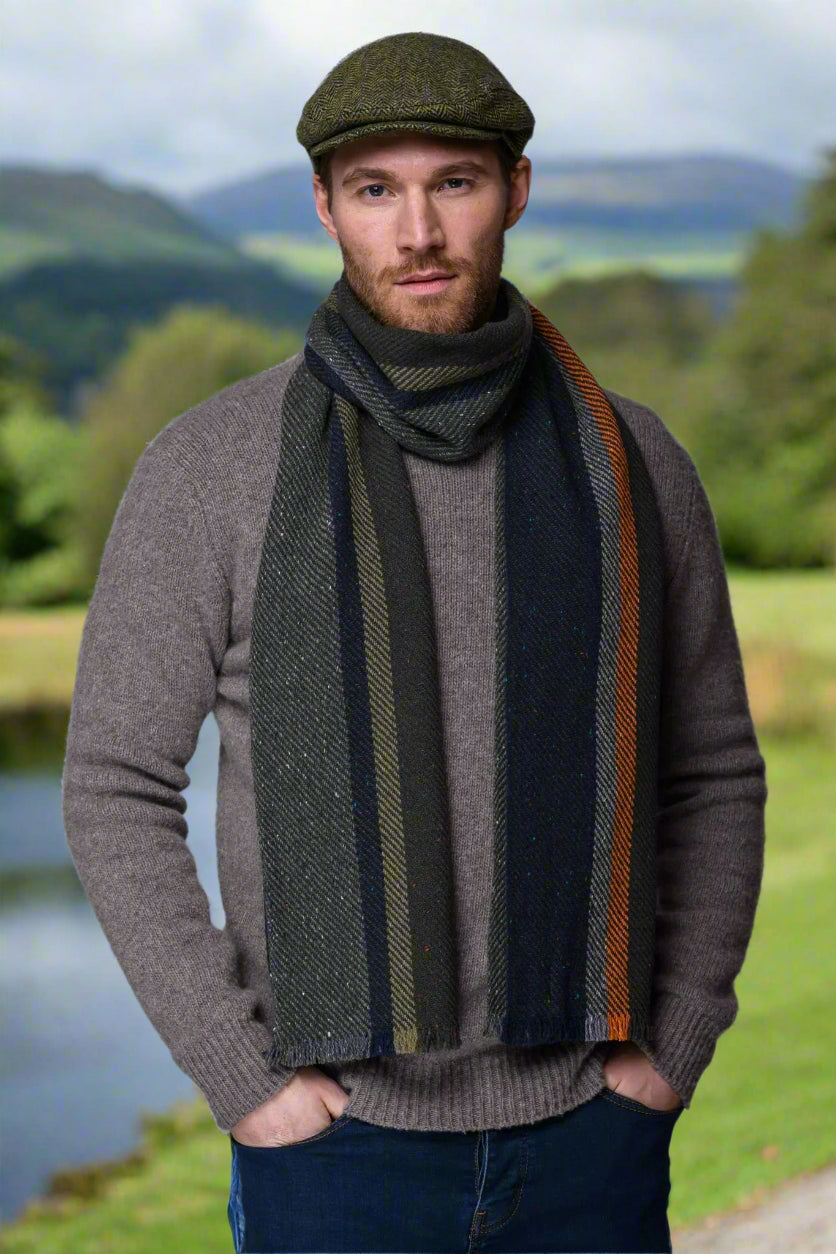 Mucros Donegal Scarf | Orange Stripe