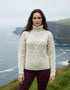 Aran Natural Turtleneck Sweater | 100% Merino Wool | Traditional Irish Cable Knit