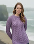 Aran Crew Neck Cashmere Sweater | Lavender