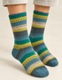 Soft Merino Wool Fair Isle Socks | Grey Green Blue Yellow