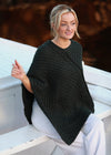 Aran Merino Wool V Poncho | Army Green