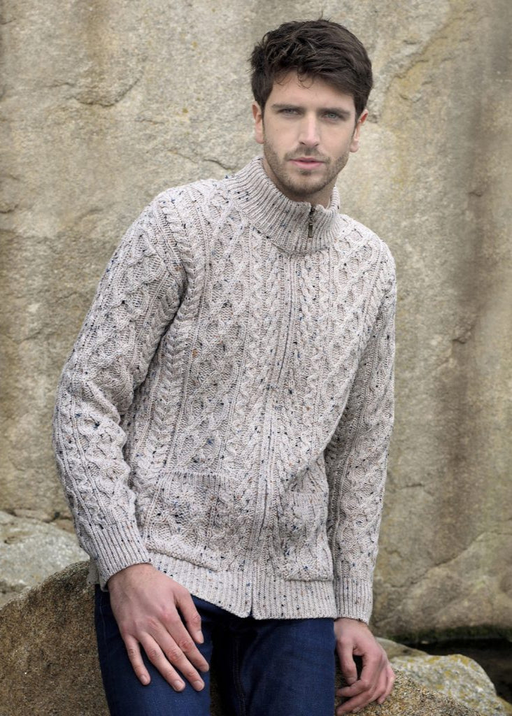 Aran Crafts Dingle Zipper Sweater | Oatmeal