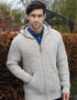 Aran Crafts Men’s Hooded Cardigan | Oatmeal