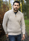 Aran Fishermans 1/2 zip Oatmeal Sweater