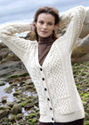 Adare Boyfriend Aran Cardigan - Natural