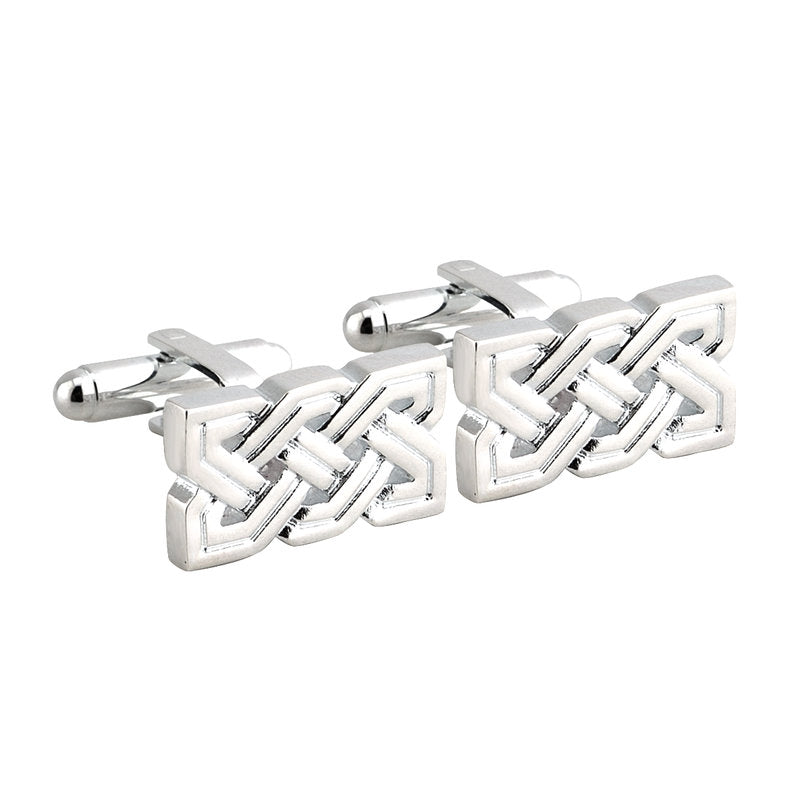 Solvar Rhodium Plated Celtic Knot Cufflink S6468