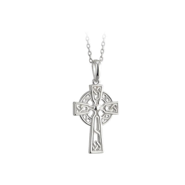 Solvar Rhodium Plated Celtic Cross Pendant S45074