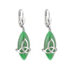 Solvar Rhodium Plated Green Cat Eye Trinity Drop Earrings S33292G