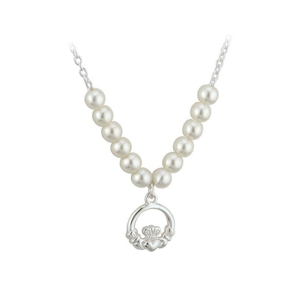 Communion Pearl Claddagh Necklace