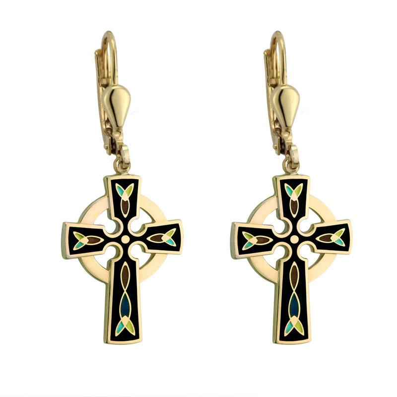 Gold Plated Cross Earrings