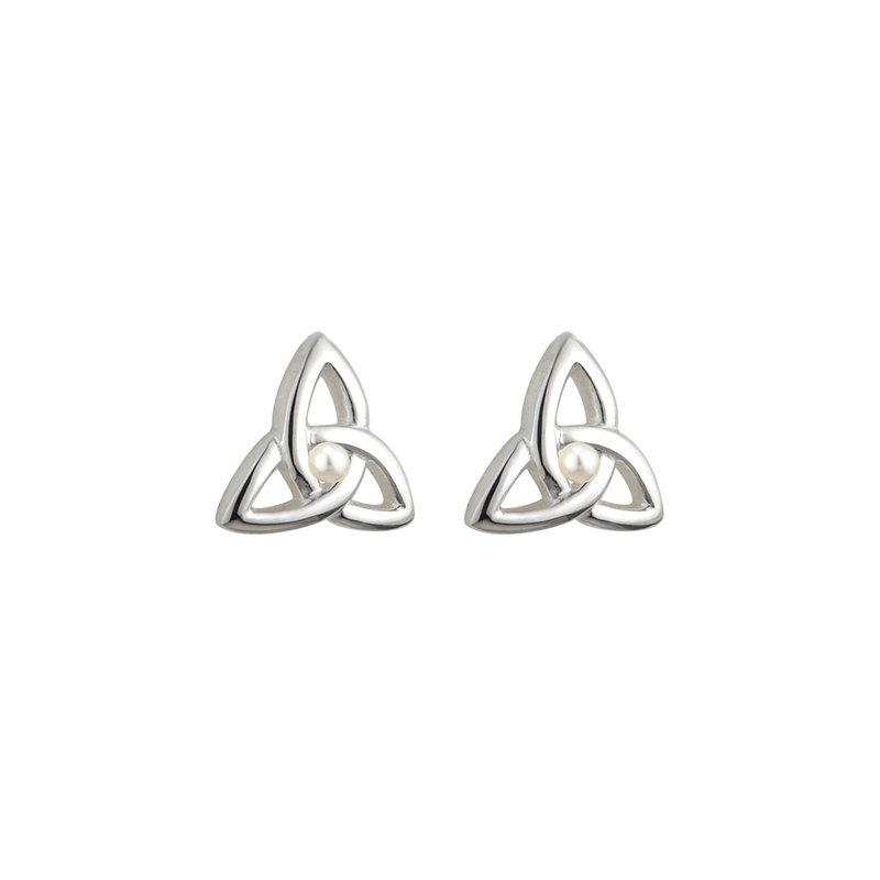 Communion Pearl Trinity Knot Earrings