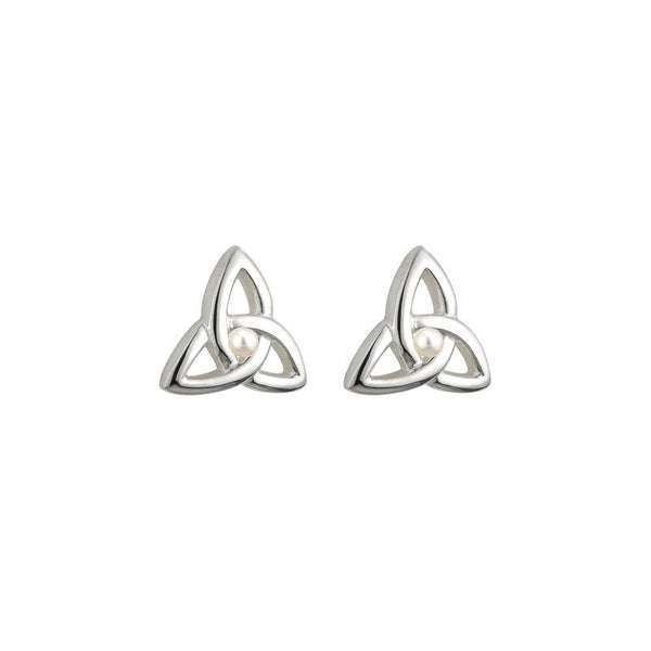 Communion Pearl Trinity Knot Earrings