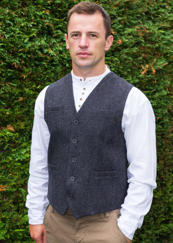 Gray Tweed Herringbone Waistcoat