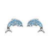 Dolphin Stud Earrings With Aqua Swarovski® Crystals