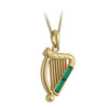 Gold Plated Green Harp Pendant