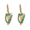 Gold Plated Green Harp Earrings