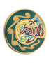 Gold Plated Green Small Round Brooch