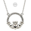 Swarovski Crystal Sterling Silver Claddagh Necklace