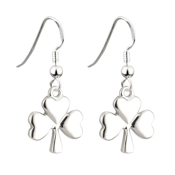 Solvar Rhodium Shamrock Drop Earrings S33329