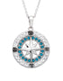 Blue Compass Pendant with Aqua Swarovski® Crystals