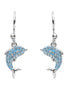 Dolphin Drop Earrings With Aqua Swarovski® Crystals