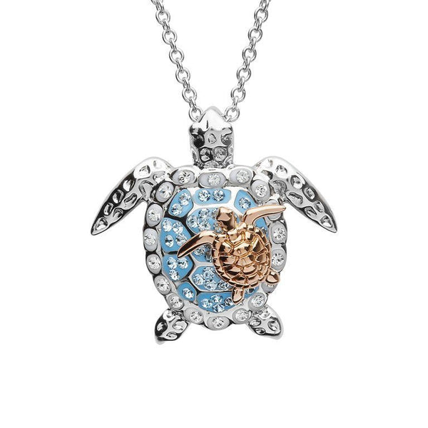 Turtle Necklace Mother & Baby With Swarovski® Crystals