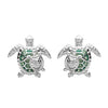 Green Mother & Baby Turtle Earrings With Swarovski® Crystals