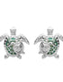 Green Mother & Baby Turtle Earrings With Swarovski® Crystals