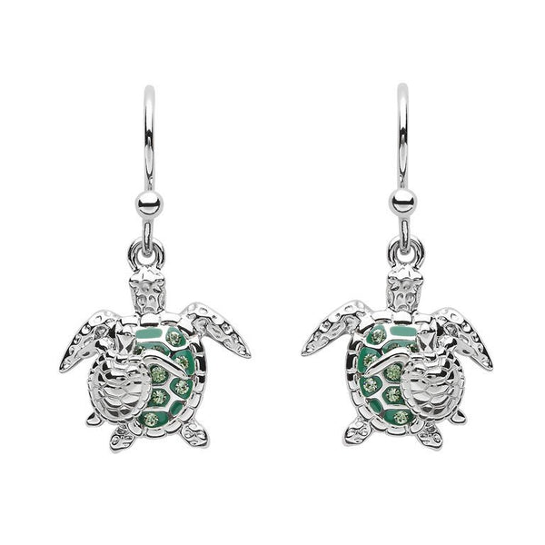Mother And Baby Turtle Earrings With Swarovski® Crystals