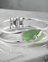 Rhodium Cat Eye Claddagh Bangle