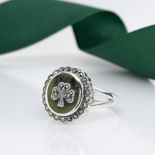 Connemara Marble Shamrock Ring