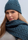 Aran Super Soft Heart Teal Scarf
