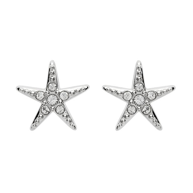 Stud Star Fish Earrings With Swarovski® Crystals