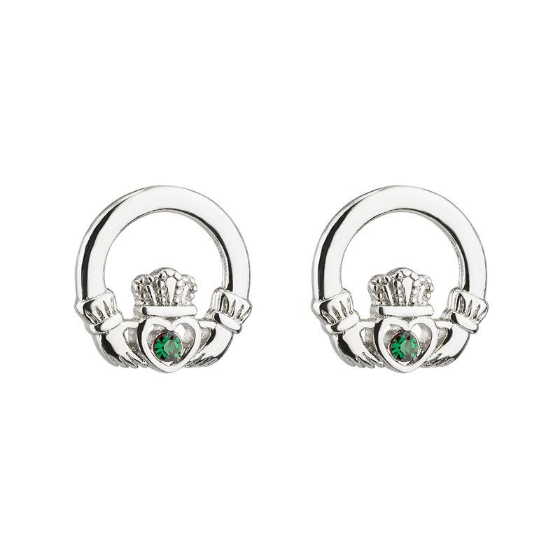 Crystal Claddagh Stud Earrings