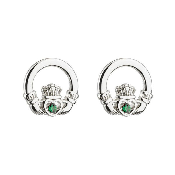 Crystal Claddagh Stud Earrings