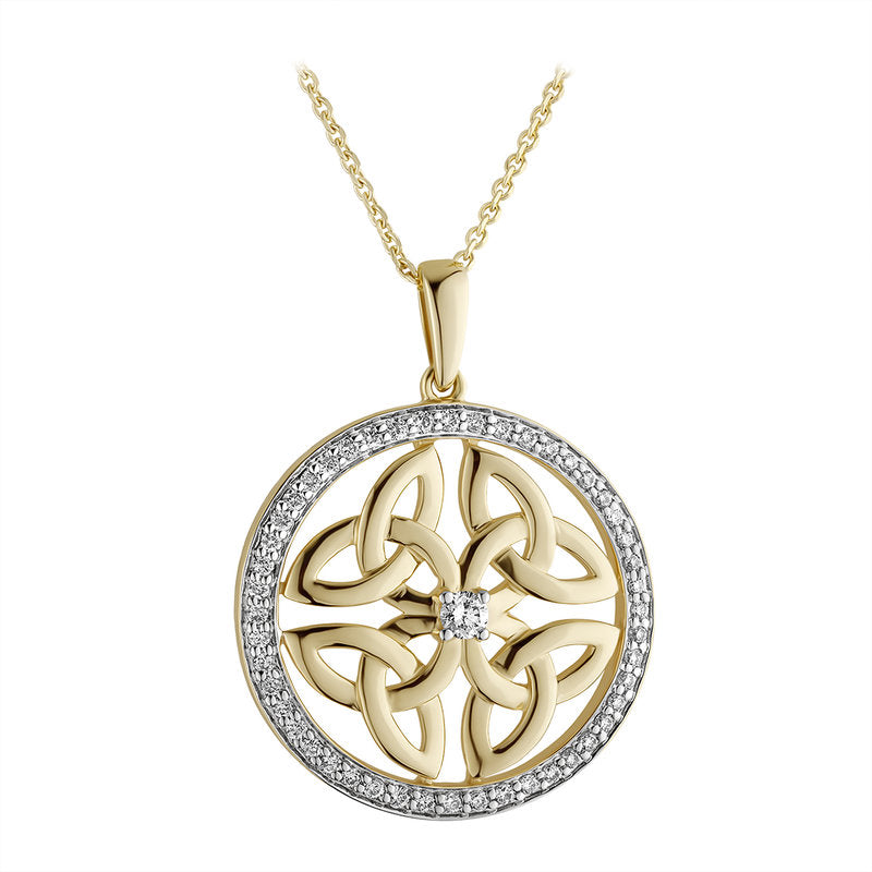 14k White Yellow Gold Diamond Trinity Pendant