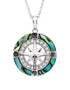Abalone Compass Necklace With Aqua Swarovski Crystals