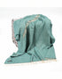 Merino Wool Cashmere Throw Green Aqua Herringbone