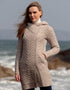 Aran Crafts Heart Design Hooded Coat | Oatmeal