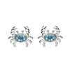 Crab Stud Earrings With Blue With Swarovski® Crystals