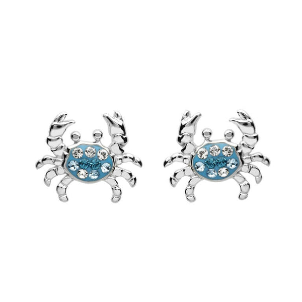 Crab Stud Earrings With Blue With Swarovski® Crystals