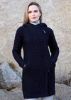 Aran Crafts Heart Design Navy Hooded Coat