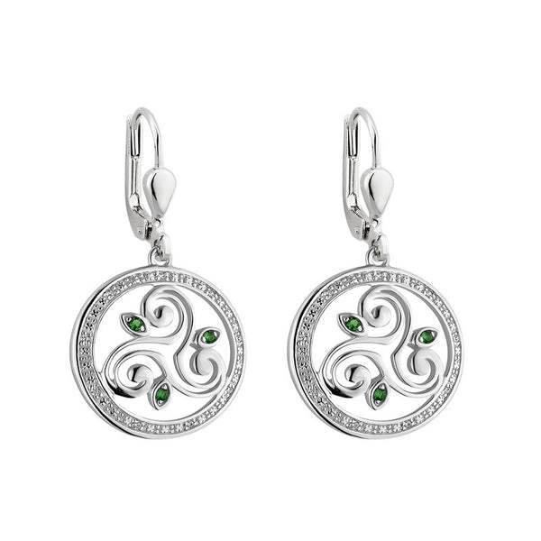 Solvar Sterling Silver Crystal Spiral Drop Earrings s34115